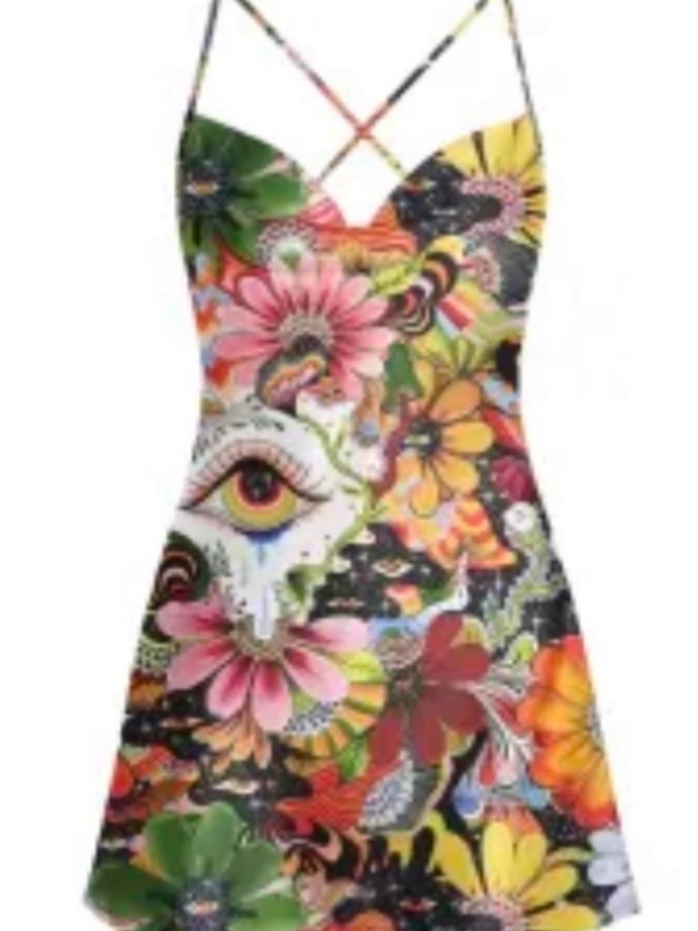 Strappy Multicolor Floral Print Mini Dress
